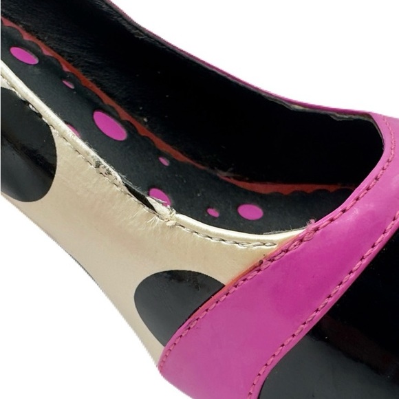 NOT RATED Pink, Black & Off White Polka Dot Peep Toe Heels Size 7, NRW0583-100 - Picture 10 of 14